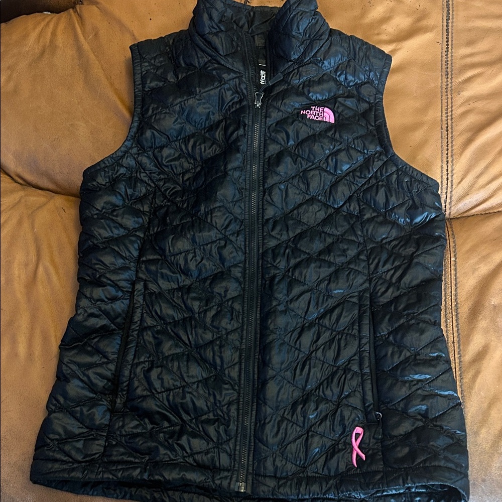 The North Face Black and Pink Quilted Vest